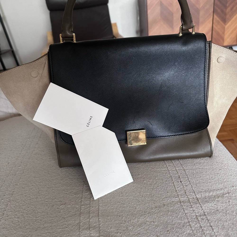 Authentic Céline Trapeze Bag – Tri-Color Leather & Suede | Rare Phoebe Philo Era - Picture 4 of 13